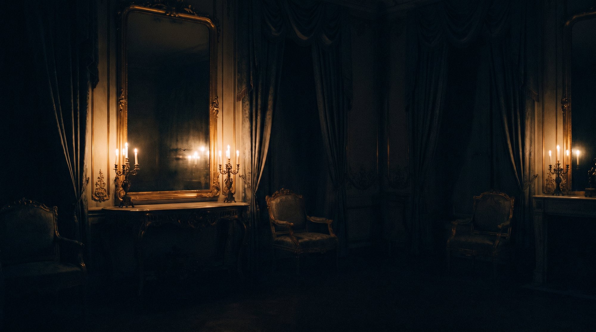 A candlelit Parisian salon at night